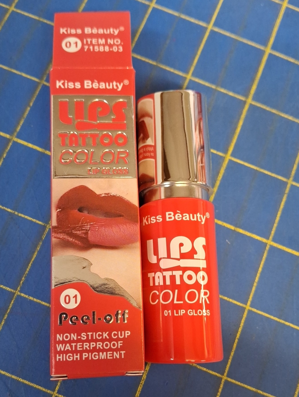 Kiss Beauty LIPS Tattoo Color Lip Gloss - Red 01 New